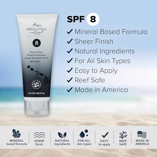 Absolutely Natural - SPF 15 Mineral Sunscreen - Broad Spectrum Water Resistant Moisturizer Lotion For Body & Face - With Non-Nano Zinc Oxide, Vitamin E, & Antioxidants - Made in USA, 3 Oz