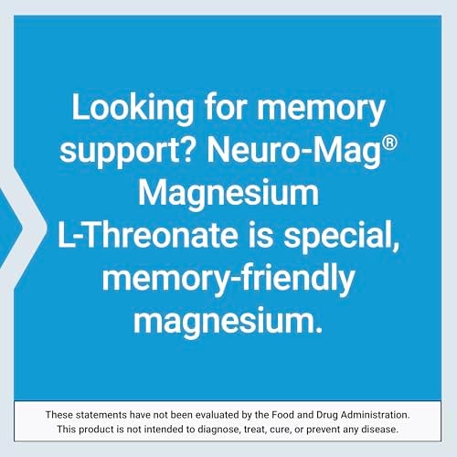 Neuro-Mag Magnesium L-Threonate, Memory Health, Quick Thinking, Cognitive Health Support, Vegetarian, 90 Vegetarian Capsules