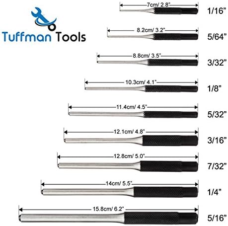 Roll Pin Punch Set 9pc - Great Nail Punch for Gun Tool Kit Building, Watch Repair Kit and Removing Firing Pin with Tool Pouch