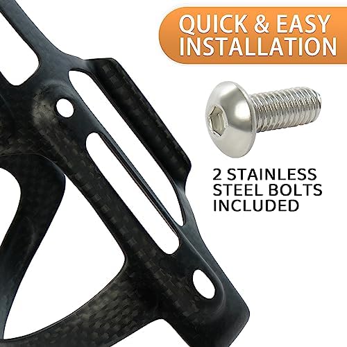 BRKURLEG Ultra-Light Carbon Fiber Water Bottle Cage with Screws Tool | Bike Water Bottle Cage Holder Brackets for Road Bike MTB Mountain Cycling Black Matte, Right Opening