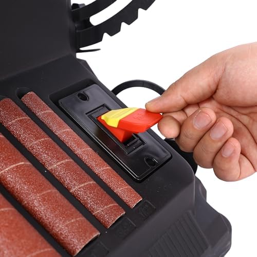 Vertical Oscillating Spindle Sander and Belt Sander 2 in 1 Woodworking Machine with 5 Sanding Sleeves 4x24 Inch Belt Tilting Table 0-45 Degrees for