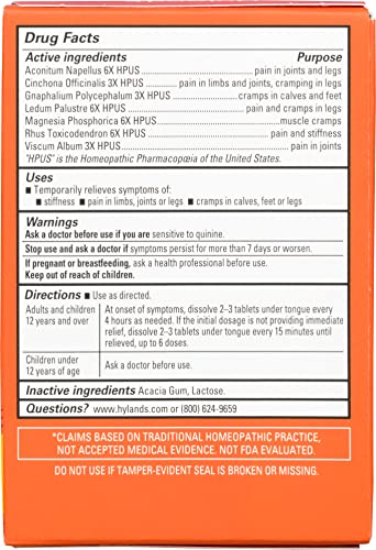 Hyland's Leg Cramps, Relief of Leg, Calf, Charley Horses, and Foot Cramps, 50 Quick-Dissolving Tablets
