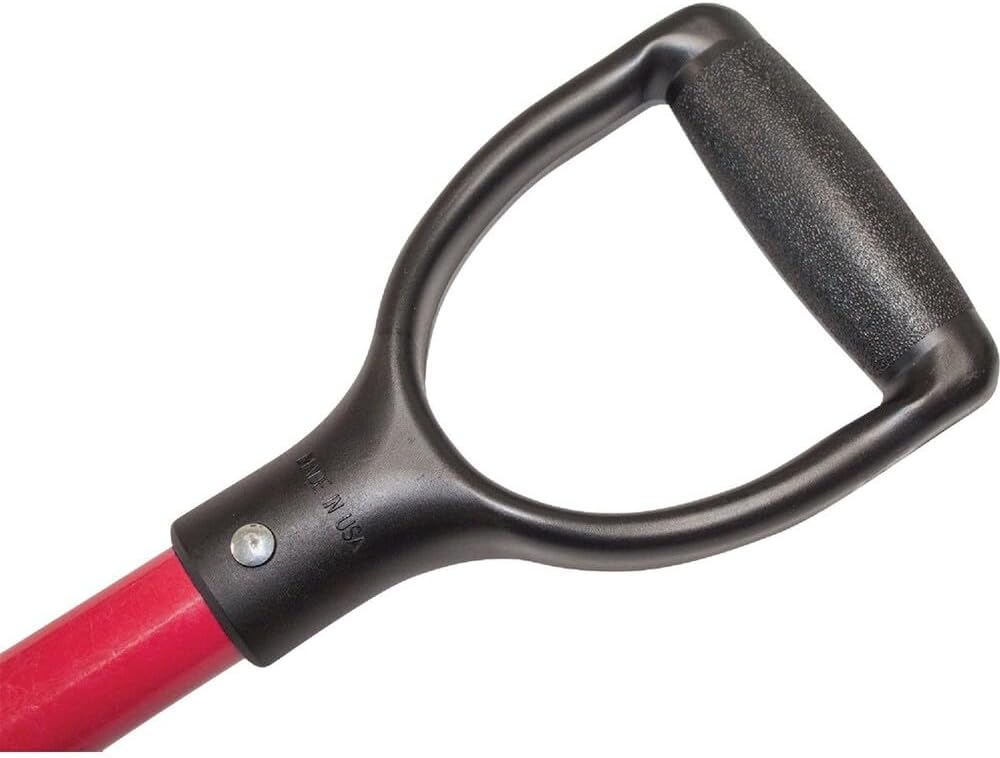 Snow Mulch Scoop Shovel Fiberglass Handle, Made in USA | Poly scoop, 18"x14"x4" head, 54" total, 3 lbs, D-grip, fiberglass handle, polyester veil