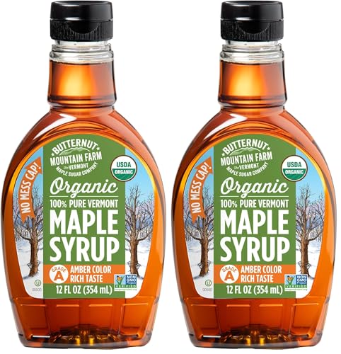 Butternut Mountain Farm Pure Vermont Maple Syrup, Grade A, Amber Color, Rich Taste, All Natural, Easy Pour Jug, 32 Fl Oz, 1 Qt