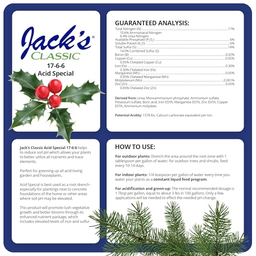 Jack's Classic 17-6-6 Acid Special Water-Soluble Fertilizer, 1.5lb | Powdered, Targeted Micronutrient Package, for Vegetative Growth and Blooms in Acid-Loving Plants, Liquid Root Drench