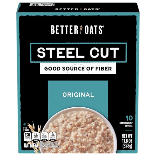 Better Oats Steel Cut Maple & Brown Sugar Oatmeal, 15.1 oz Box, 6 Pack | Instant Breakfast With Flax Seeds & Natural Flavors, Good Source Of ALA Omega-3, Individual Packets, Heart Healthy