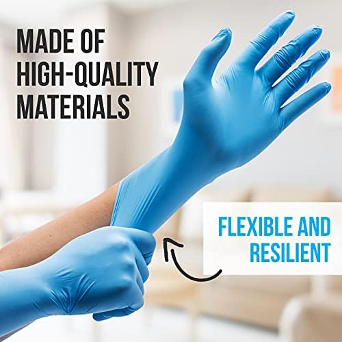 SereneLife 100 Pcs Nitrile Disposable Gloves - Soft Industrial Gloves, Vinyl Gloves Powder-Free, Latex-Free Protective Gloves, Soft and Comfortable