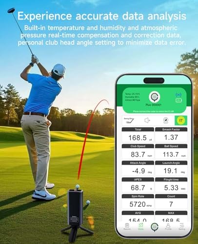 Portable Golf Launch Monitor Pro X1 Plus, Simulators for Home & Training, Mobile Launch Monitor for Golf Swing Analysis, Tracker & Swing Analyzer