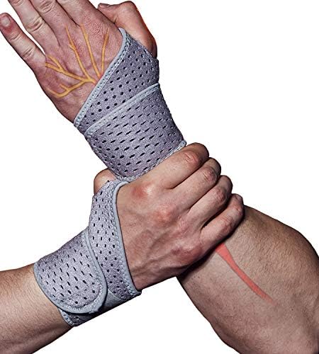 2 Pack Wrist Compression Strap and Wrist Brace Sport Wrist Support for Fitness, Weightlifting, Tendonitis, Carpal Tunnel Arthritis, Pain Relief-Wear Anywhere-Adjustable (Black)