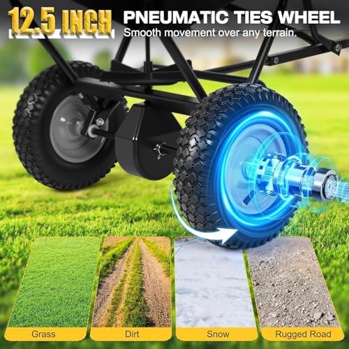AugFir Tow Behind Broadcast Spreader, 130 LBS Capacity Lawn Fertilizer Spreader for Riding Mower, ATV, UTV & Tractor