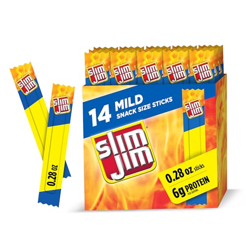 Slim Jim Smoked Jerky Snack Sticks, Mild Flavor, 0.28 oz., 14-ct