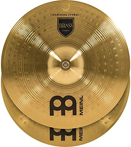 Meinl 14” Marching Cymbal Pair with Straps - Brass Alloy Traditional Finish - Made In Germany, 2-YEAR WARRANTY (MA-BR-14M)
