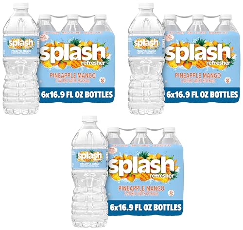 SPLASH REFRESHER Flavored Water Bottles, Lemon - 6 Pack | Refreshing Flavored Bottled Water with Electrolytes - Zero Sugar & Zero Calories - 16.9 Fl Oz