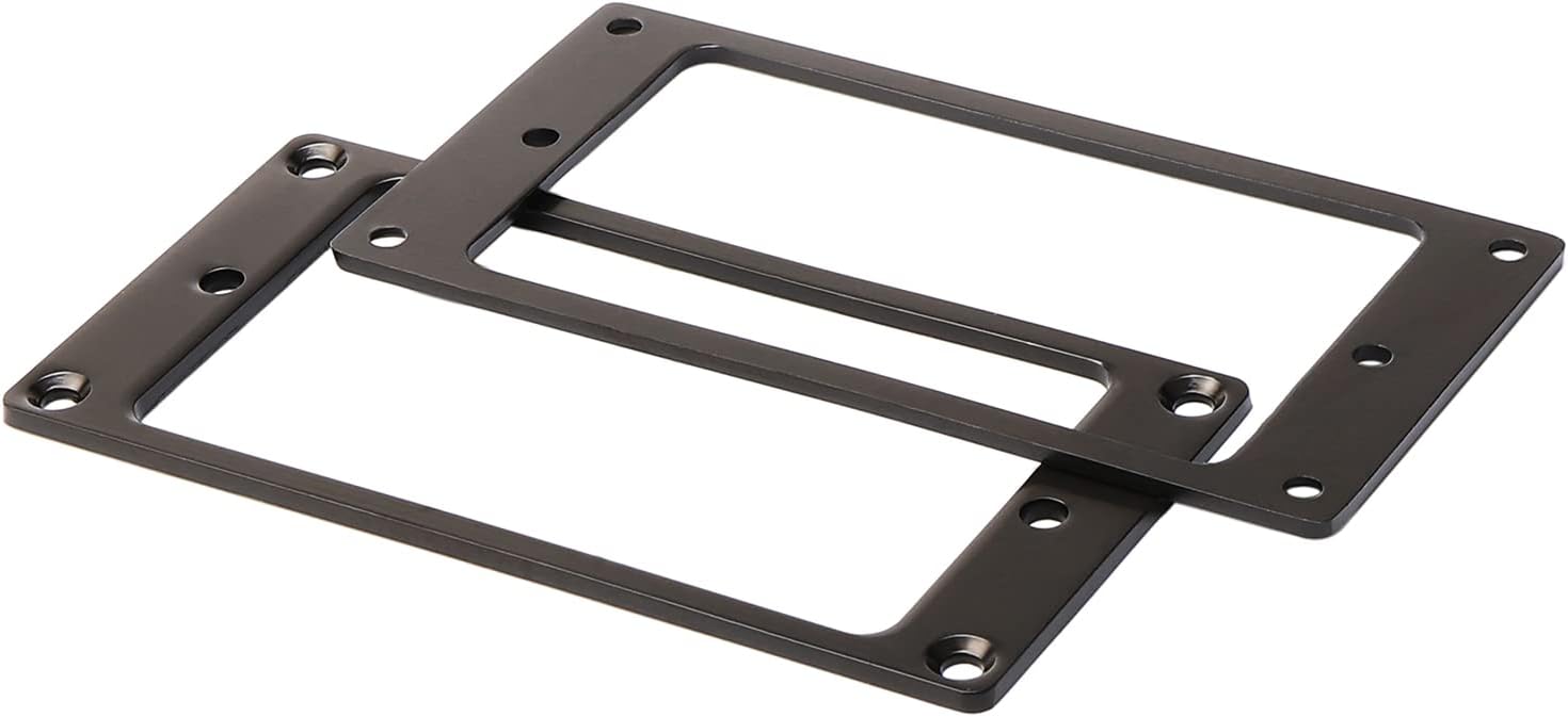 Metallic 2-Pack Humbucker Pickup Rings | Flat Mounting Frame for Electric Guitar, Chromium-plated Iron, Chrome Bridge Neck Pickup Covers Replacement Part