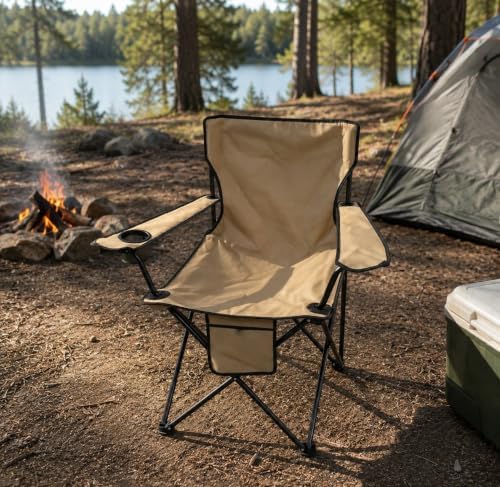 BrylaneHome Oversized Camp Chair with Canopy - Taupe