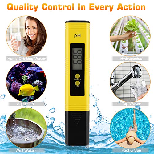 Digital pH Meter Tester Pen for Water, Pre-Calibrated, High Accuracy ±0.01, 0–14 pH Range, Pocket Size for Drinking Water, Pool