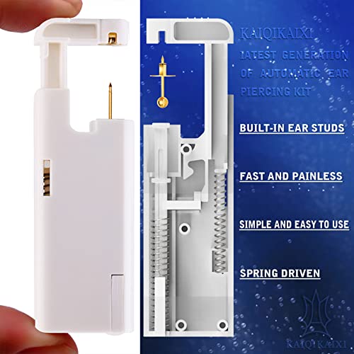 2Pcs Ear Piercing Kit Automatic and Painless Ear Nail Gun Disposable Aseptic Household Ear Piercing Gun Portable Ear Piercing Gun Group Ear Piercing Tools With Built-in 4mm Hypoallergenic Ear Studs
