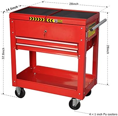 Pro-Lift M-0004 Rolling Tool Cart Box, 350 lbs Capacity Heavy Duty Utility Service Cart with 2 Drawers & Lockable Sliding Top