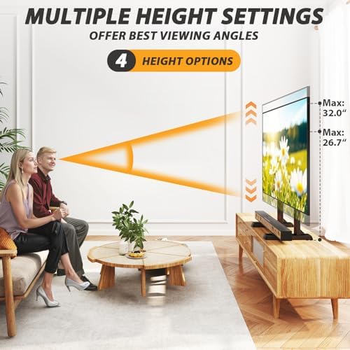 TAVR Universal Table Top TV Stand for 27-65 inch TVs Holds up to 88 lbs | Height Adjustable TV Legs, Strong TV Base, Max VESA 800x500mm, Black