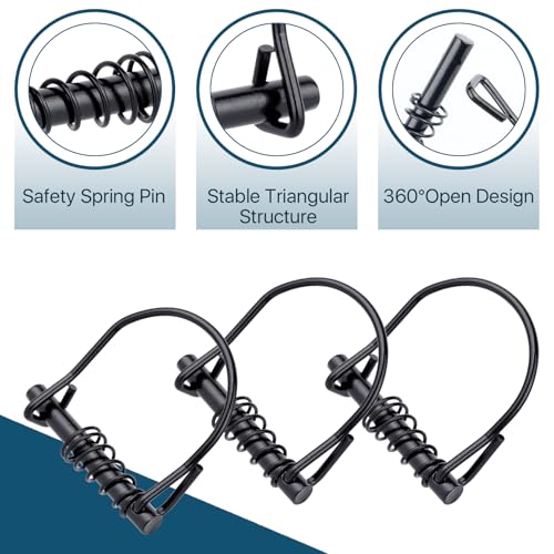 1/4 in Locking Pin with Spring 25 Pcs Silent Shaft Lock Pin, Black Arch Trailer Coupler Pins for Farm Trailers Wagons Towing
