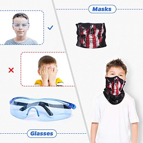 KKONES Kids Nerf Guns Tactical Vest Kit Darts Pouch Clips Mask Glasses