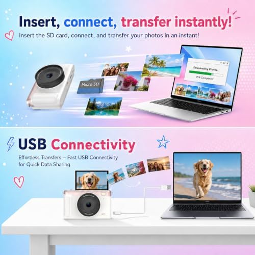 4K Digital Camera Vlogging Camera for Travel Point and Shoot | 75MP Photo Resolution, 4K 30FPS Video, 3-Inch Flip IPS Screen, 2500mAh Battery