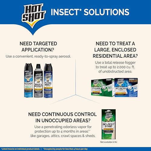 Hot Shot Kitchen Bug Killer Spray, Controls Ants, Flies, Roaches, Spiders and More, Indoor Bug Killer, Botanical Insecticides, 14 Ounce