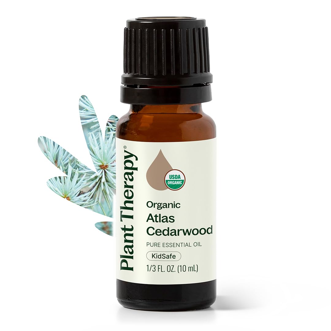 Plant Therapy Atlas Cedarwood Essential Oil 10 mL USDA Certified Organic | 100% Pure and Undiluted, for Essential Oil Diffusers and DIY Skincare