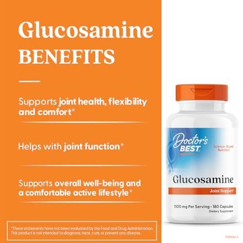 Doctor's Best Glucosamine Supplement for Men & Women - Glucosamine 1500mg Per 2 Capsules, Joint Health Support for Adults, Gluten Free, Non GMO