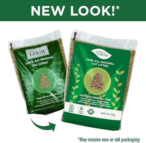 NATURE'S LOGIC Pine Pellet Cat Litter - 100% Natural - Unscented, 12 lb | 100% Natural Pine, Dust-free, Biodegradable, Safe for cats, kittens, reptiles & small pets, Highly absorbent, 12 lb bag