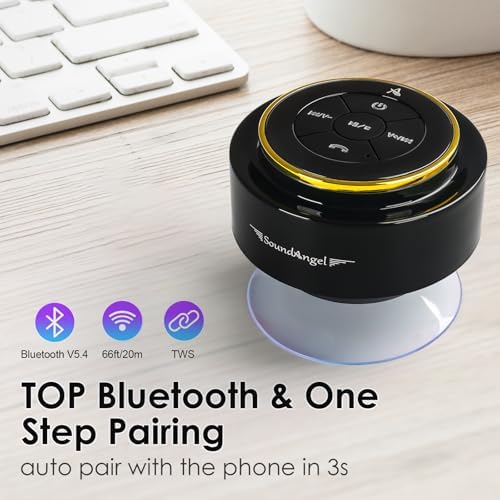 XLEADER, Upgraded, Pro Shower Speaker, Certified IPX7 Waterproof Bluetooth Speaker, with Suction Cup, Silicone Lanyard, 8W Crystal Sound&Rich Bass