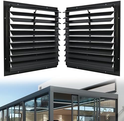 20 Inch Aluminum Automatic Exhaust Shutter Louver Vent, 2Pcs | 2Pcs Aluminum Gravity Shutters Louver for Windows Outside, Home Attics, Greenhouse Vent