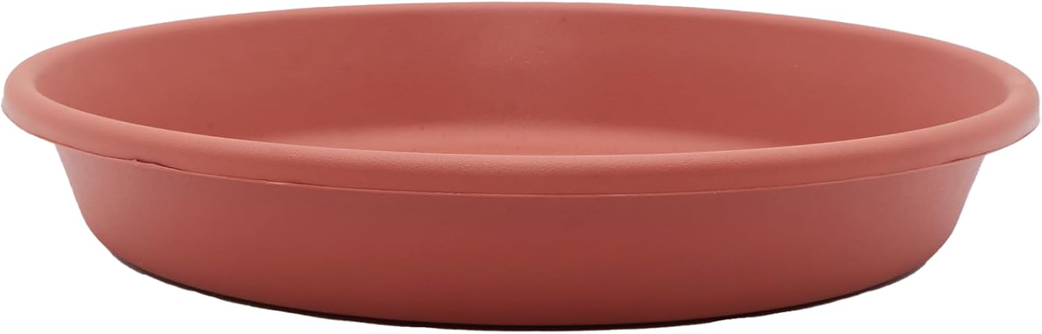 The HC Companies 14 Inch Round Plastic Classic Plant Saucer - Indoor Outdoor Plant Trays for Pots - 14"x14"x2.5" Sandstone