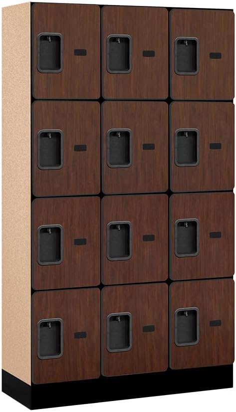 Salsbury Industries Four Tier Designer Wood Locker, Mahogany, 6' 3" x 18"