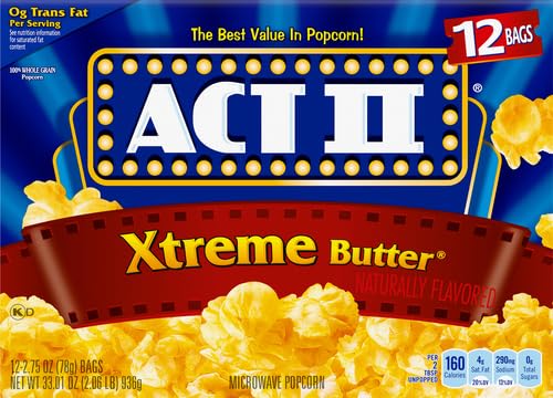 Act II Xtreme Butter Microwave Popcorn, 2.75 oz., 12-ct Bags