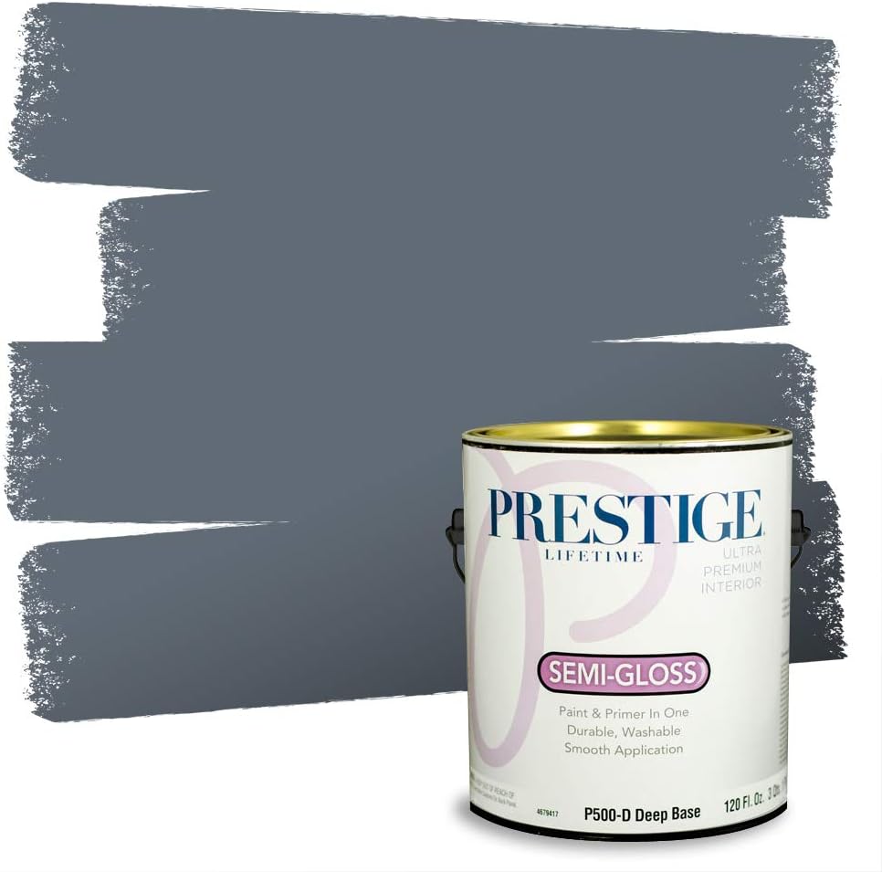 PRESTIGE Paints Exterior Paint and Primer In One, 1-Gallon, Satin, Comparable Match of Sherwin Williams* Tricorn Black*