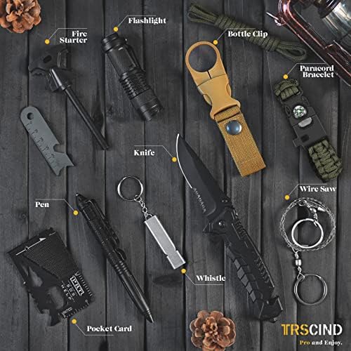 Survival Kit 14 in 1, Gifts for Men Dad Husband, Emergency Survival Gear and Equipment, Anniversary Birthday Gifts for Him Boyfriend, Hunting Fishing Camping Accessories