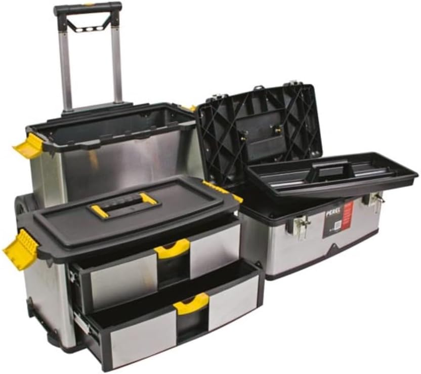 Perel OTBA4 Roller Toolbox Stainless Steel 570 x 354 x 830 mm