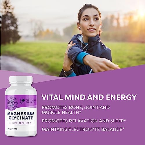 VIMERGY Magnesium Glycinate Supplement, Vegan, 180 Capsules, 90 Servings