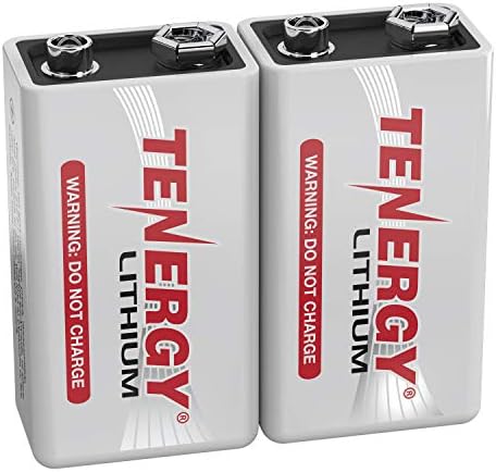 Tenergy 9V Lithium Batteries, 1200mah Non-Rechargeable Batteries, 10 Years Shelf Life Lithium 9 Volt Batteries, 2 Pack