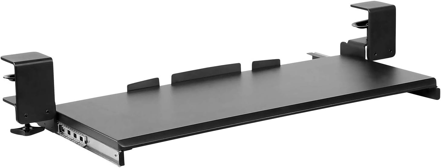 Mount-It! Keyboard Tray Under Desk, Clamp-On No-Drill Slide-Out Keyboard Drawer with Mouse Platform, 27" x 11" Ergonomic Keyboard Tray for Home Office