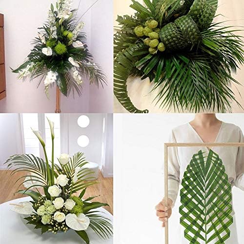 Artificial Areca Palm Leaves, 8 Pcs Faux Tropical Palm Tree Leaves Stems for Floral Arrangement, Hawaiian Luau, Jungle Beach Wedding Party Decor