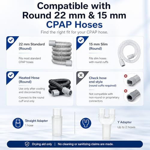 10 Pack CPAP Cleaning Kit with Speed-Adjustable Hose Dryer (for 22 mm &15 mm Tubing), Collapsible Wash Basin & 2 Hooks