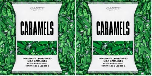 Candy Envy - Individually Wrapped Caramels - Green Wrapper - 2 Pound Bulk Green Candy