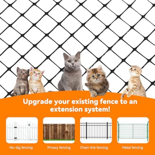 Cat Fence Retrofit System Curved Fence Extenders Anti-Climb Jump Outdoor Barrier Galvanized Steel Toppers & Poly Mesh Containment Barrier for Wood