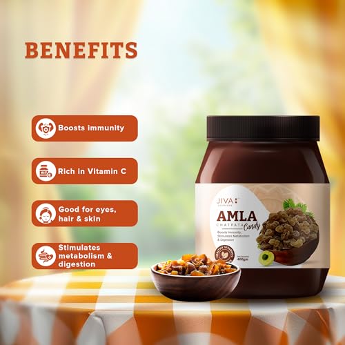Jiva Ayurveda Amla Candy (Chatpata) - 400g (14.1 oz) | Tangy Indian Gooseberry Bites | Natural Vitamin C & Antioxidant Rich | Zesty Sweet & Spicy