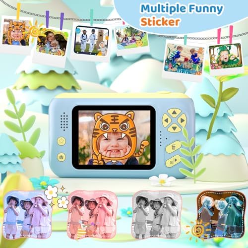 Makolle Camera for Kids, Portable Travel Camera for Childrens Age 3-8, Blue | Flip Up Lens, Drop Proof, With Tripod, Long Battery Life, SD Card Included, Birthday Gifts for Boys and Girls Age 3-12