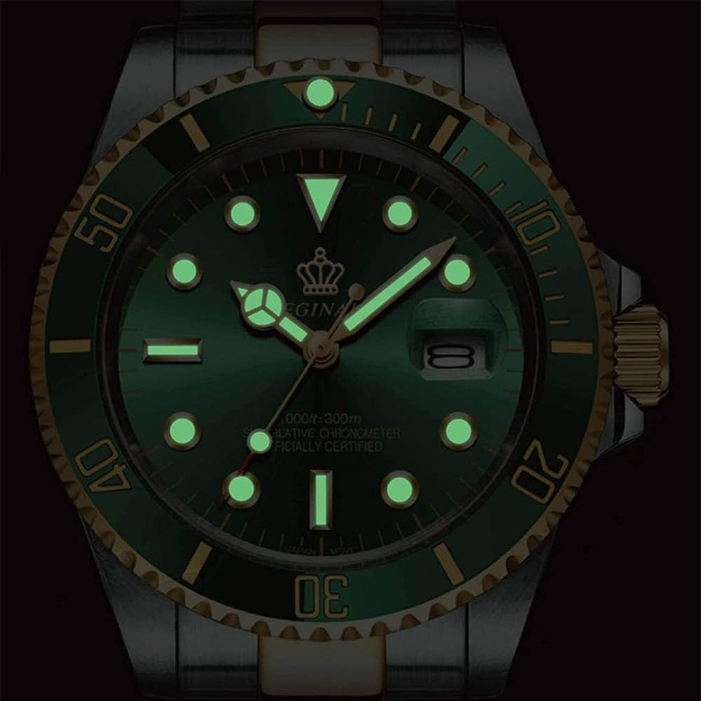FANMIS Mens Luxury Watches Rotatable Bezel Sapphire Glass Luminous Hand Quartz Silver Tone Stainless Steel Watch
