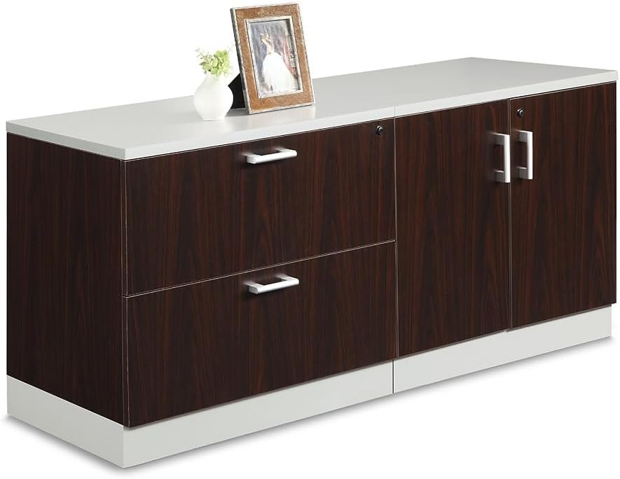 NBF Storage Cabinet Lateral File Combo for Office Organization, White