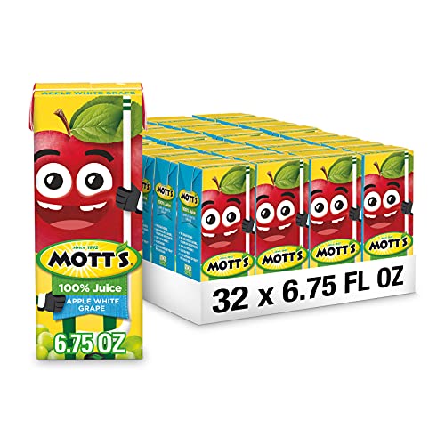 Mott's 100% Original Apple Juice, 6.75 Fl Oz Boxes, 32 Count (4 Packs Of 8), 2 Servings Of Fruit, 100% Fruit Juice, Gluten-free, Caffeine-free, Kosher, Contains No Artificial Colors Or Sweeteners